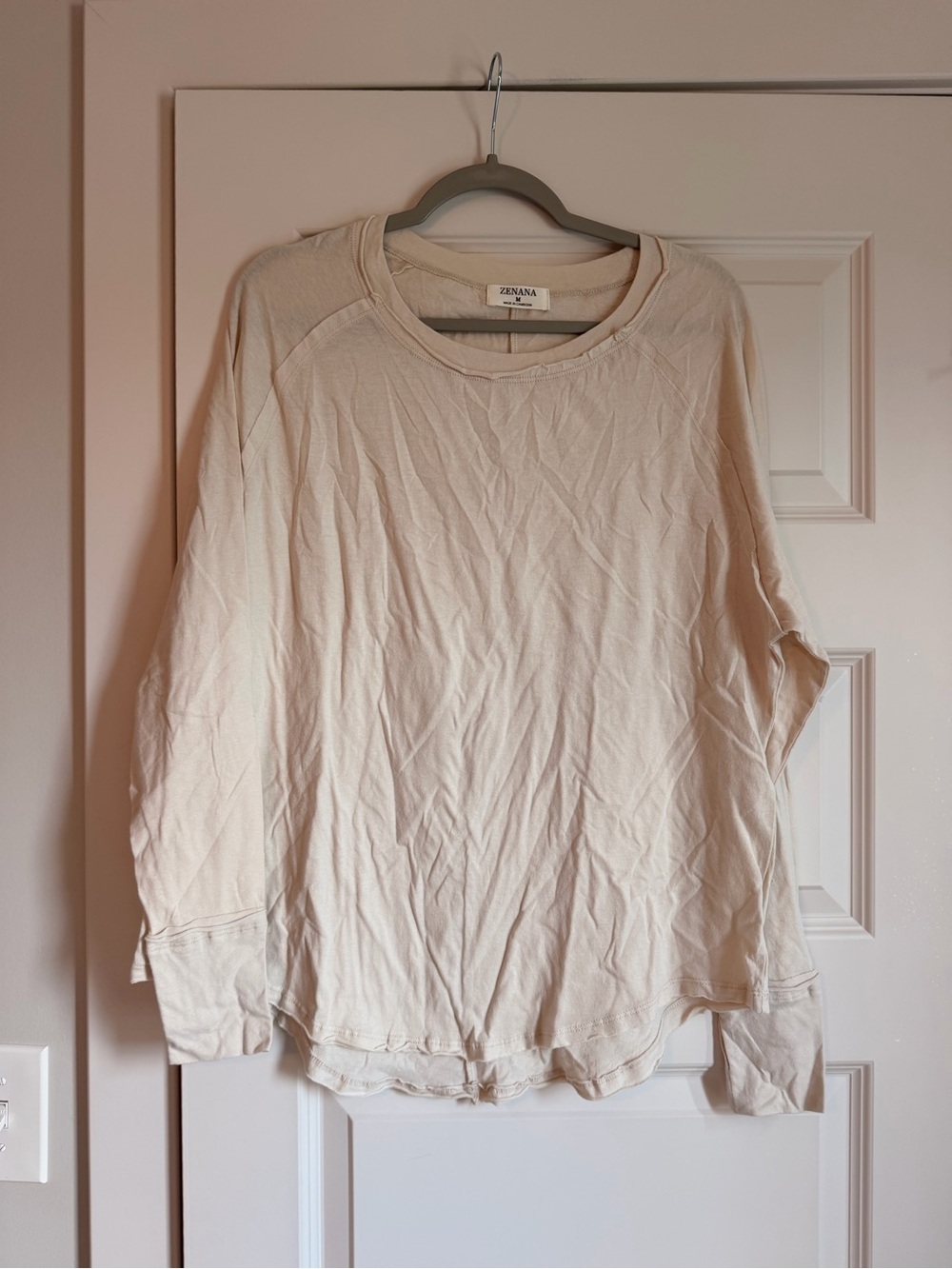 Brand new. ZENANA Cream Long Sleeve Lightweight Top. Medium